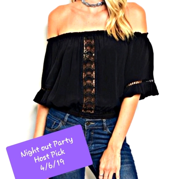 🍏 BOUTIQUE 🍏LA Boho OTS Lace Blouse, Top - Picture 2 of 13